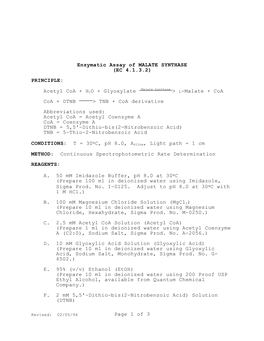 Malate Synthase (Ec 4.1.3.2)