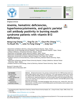 Anemia, Hematinic Deficiencies, Hyperhomocysteinemia, and Gastric