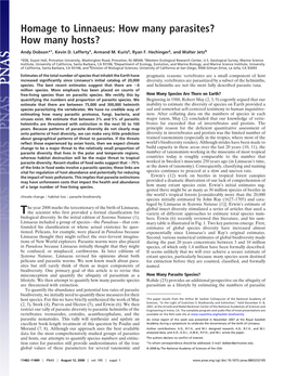 Homage to Linnaeus: How Many Parasites? How Many Hosts?