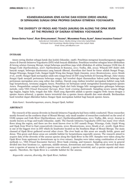 Keanekaragaman Jenis Katak Dan Kodok (Ordo Anura) Di Sepanjang Sungai Opak Propinsi Daerah Istimewa Yogyakarta