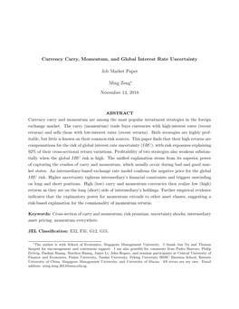 Currency Carry, Momentum, and Global Interest Rate Uncertainty