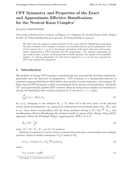 CPT Symmetry and Properties of the Exact and Approximate Effective