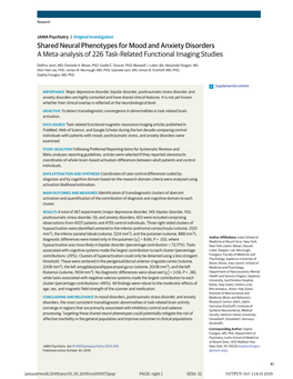 Shared Neural Phenotypes for Mood and Anxiety Disorders a Meta-Analysis of 226 Task-Related Functional Imaging Studies