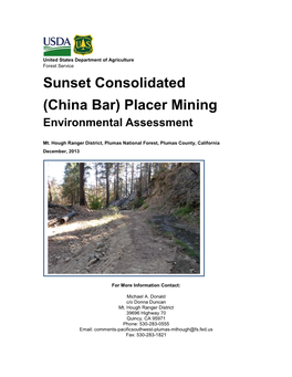 China Bar) Placer Mining Environmental Assessment