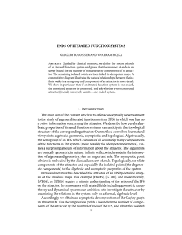 ENDS of ITERATED FUNCTION SYSTEMS . I Duction E Main Aim of the Current Article Is to Offer a Conceptually New Treatment To