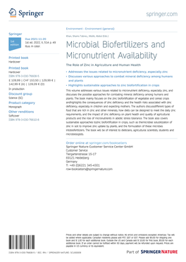 Microbial Biofertilizers and Micronutrient Availability