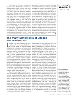 The Many Movements of Chabad MAYA BALAKIRSKY KATZ