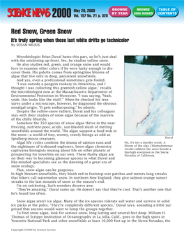 157-21(5-20-00) Red Snow, Green Snow: It's Truly Spring When Those