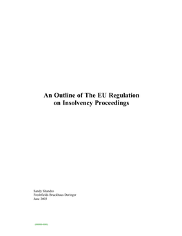 An Outline of the EU Regulation on Insolvency Proceedings (P.A