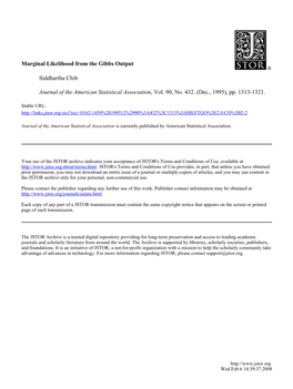 Marginal Likelihood from the Gibbs Output Siddhartha Chib Journal Of