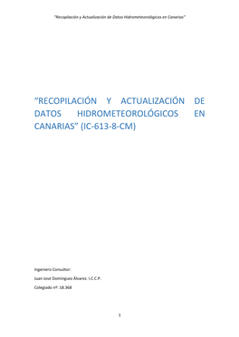 Recopilación Y Actualización De Datos Hidrometeorológicos En Canarias”