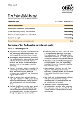 Ofsted Report Nov 2018