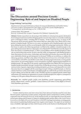 The Discussions Around Precision Genetic Engineering: Role of and Impact on Disabled People