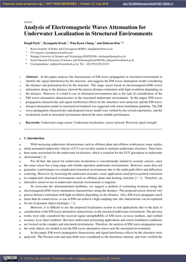 Analysis of Electromagnetic Waves Attenuation for Underwater Localization in Structured Environments