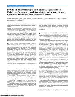 Profile of Anisometropia and Aniso-Astigmatism in Children