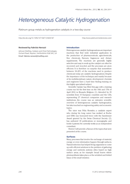 Heterogeneous Catalytic Hydrogenation