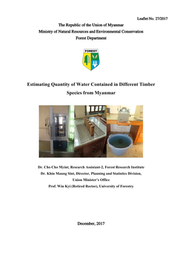 Estimating Quantity of Water Contained in Different Timber Species from Myanmar