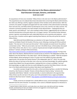 Hillary Clinton Is the Only Man in the Obama Administration”: Dual Character Concepts, Generics, and Gender Sarah-Jane Leslie1