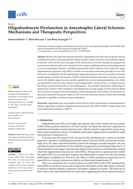 Oligodendrocyte Dysfunction in Amyotrophic Lateral Sclerosis: Mechanisms and Therapeutic Perspectives