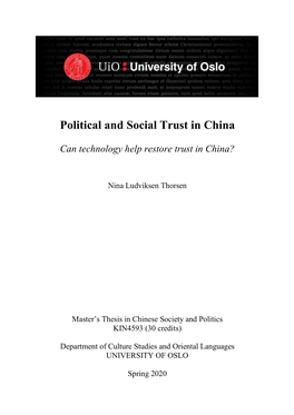 Political and Social Trust in China