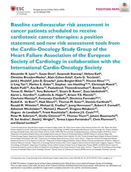 Baseline Cardiovascular Risk Assessment in Cancer Patients