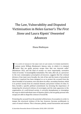 The Law, Vulnerability and Disputed Victimisation in Helen Garner's The