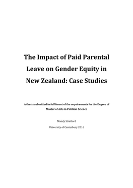 The Impact of Paid Parental Leave on Gender Equity in New Zealand: Case Studies