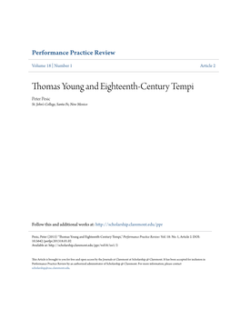 Thomas Young and Eighteenth-Century Tempi Peter Pesic St