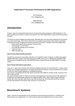 Intel Atom Processors for DSP Applications