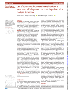 Use of Continuous Intercostal Nerve Blockade Is Associated With