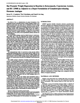 Rat Prostatic Weight Regression in Reaction to Ketoconazole