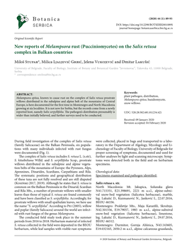 New Reports of Melampsora Rust (Pucciniomycetes) on the Salix Retusa Complex in Balkan Countries