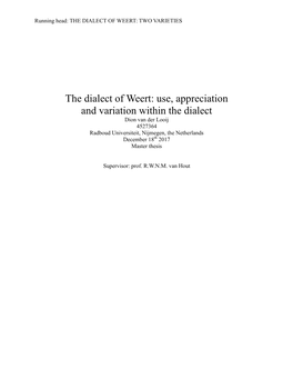 The Dialect of Weert: Two Varieties