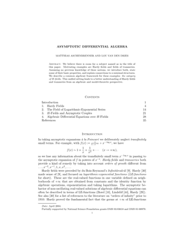 Asymptotic Differential Algebra