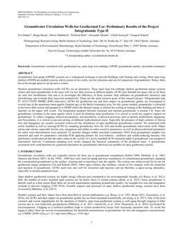 Groundwater Circulation Wells for Geothermal