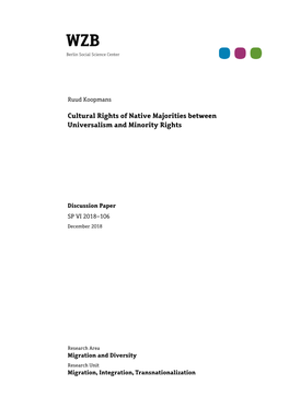 Cultural Rights of Native Majorities Between Universalism and Minority Rights