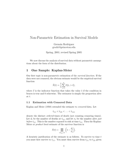 Non-Parametric Estimation in Survival Models