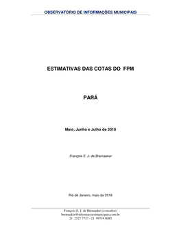 Estimativas Das Cotas Do Fpm Pará