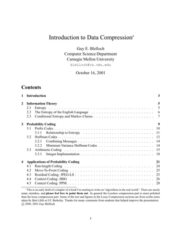 Introduction to Data Compression