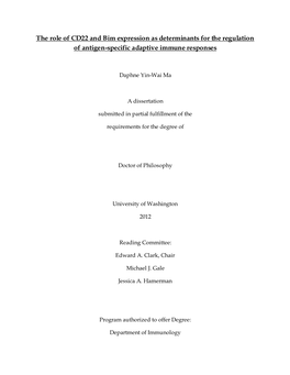 The Role of CD22 and Bim Expression As Determinants for the Regulation of Antigen-Specific Adaptive Immune Responses