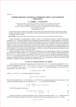 Supersymmetry, Nontrivial Fermionic Shell and Nilpotent Mechanics S