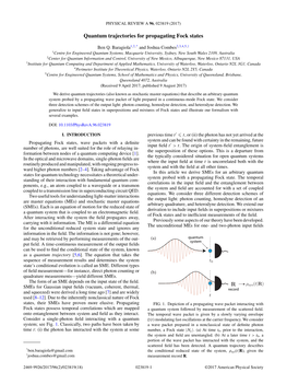 Quantum Trajectories for Propagating Fock States