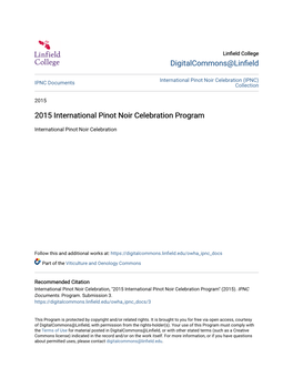 2015 International Pinot Noir Celebration Program