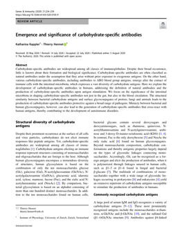 Emergence and Significance of Carbohydrate-Specific Antibodies