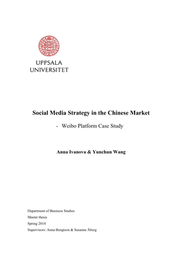 Social Media Strategy in the Chinese Market