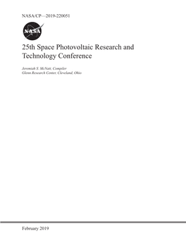 25Th Space Photovoltaic Research and Technology Conference