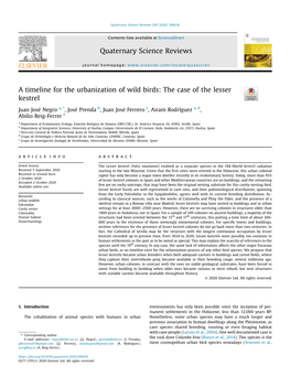 A Timeline for the Urbanization of Wild Birds: the Case of the Lesser Kestrel