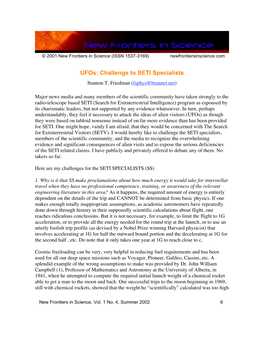 Ufos: Challenge to SETI Specialists Stanton T