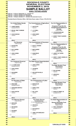 Sample Ballot Early Voting Hours