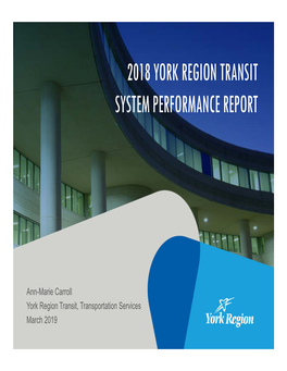 2018 York Region Transit System Performance Report